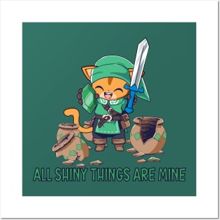 Cute orange cat adventurer All shiny things are mine Posters and Art